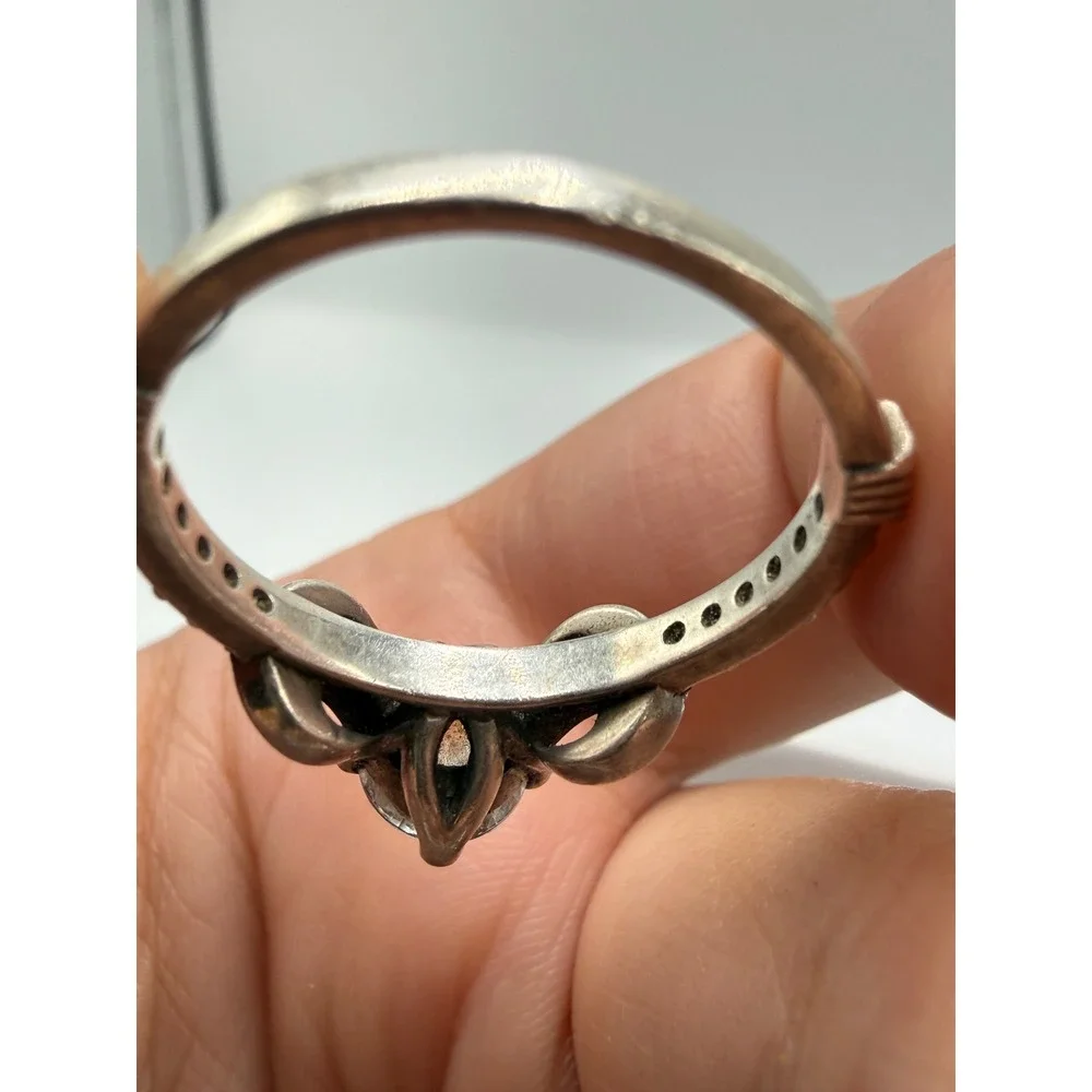 Gothic Sterling Silver Smoky Quartz Trefoil Accent Ring Size 9.5